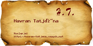Havran Tatjána névjegykártya